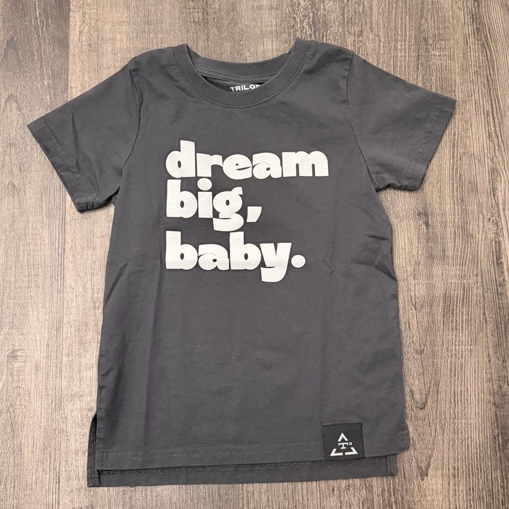 Trilogy Design Gray Kids Shirt with Dream Big, Baby Print